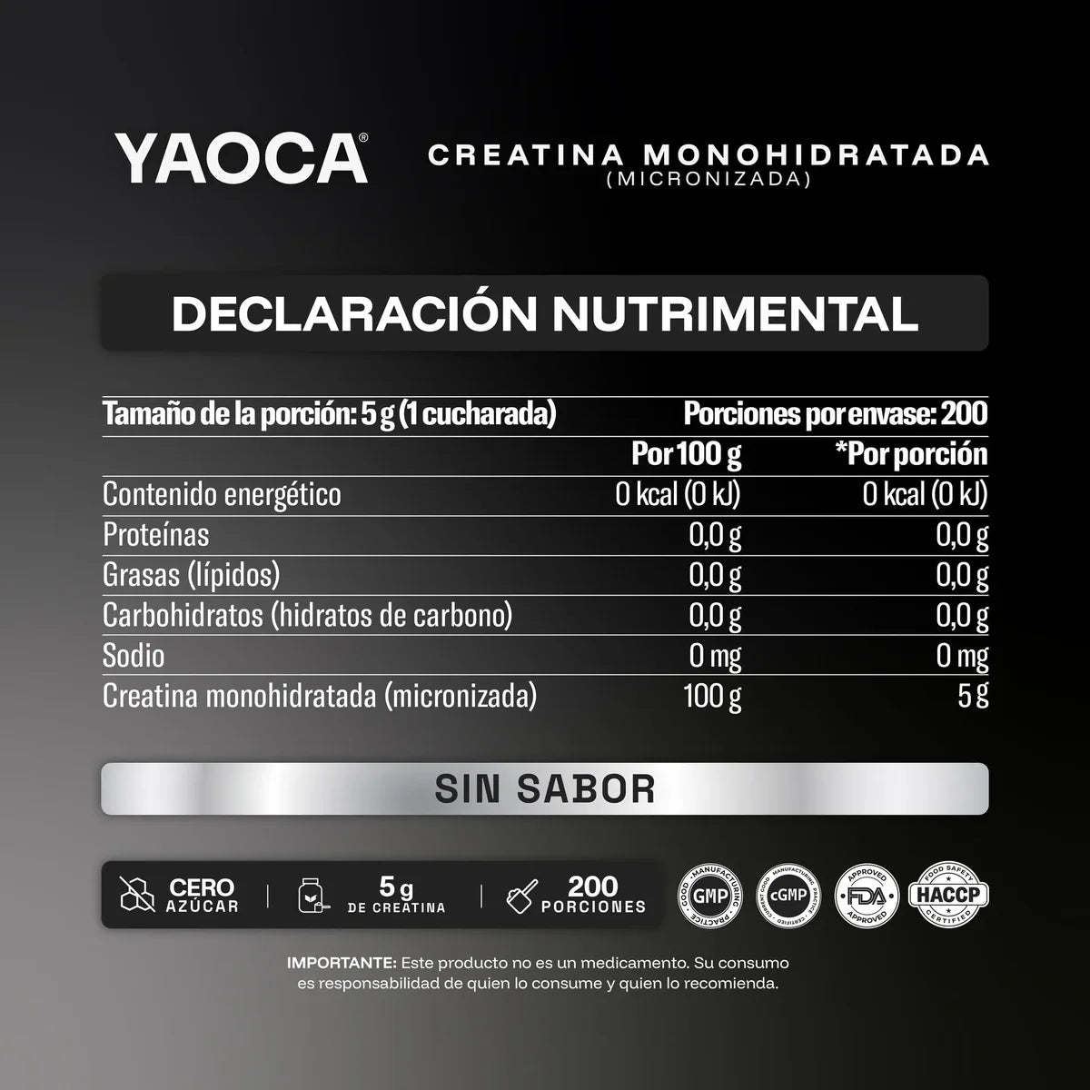 CREATINA MONOHIDRATADA 1KG 200 SERV SIN SABOR