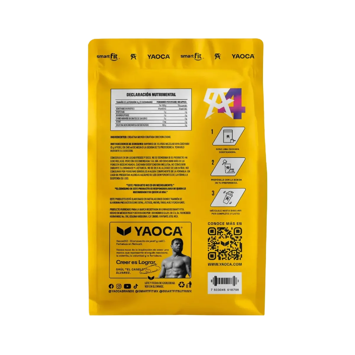 CREATINE MONOHYDRATE 500G 100 SERV SMART FIT