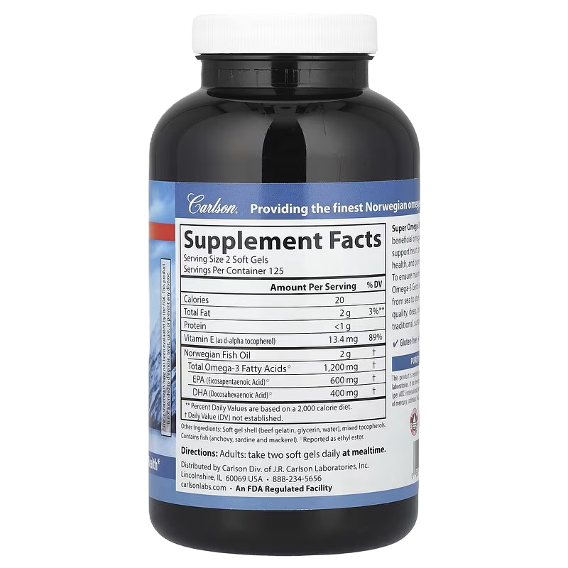 Carlson Labs Super Omega-3 1200 mg 250 softgels