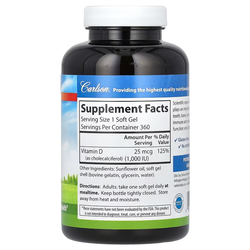 Carlson Labs Vitamina D3 1000 IU 360 softgels