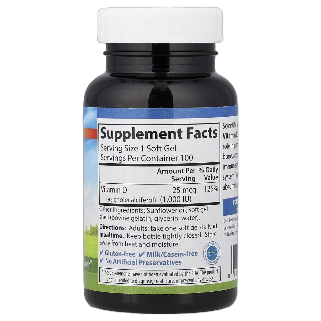Carlson Labs Vitamina D3 10,000 UI 120 Softcaps
