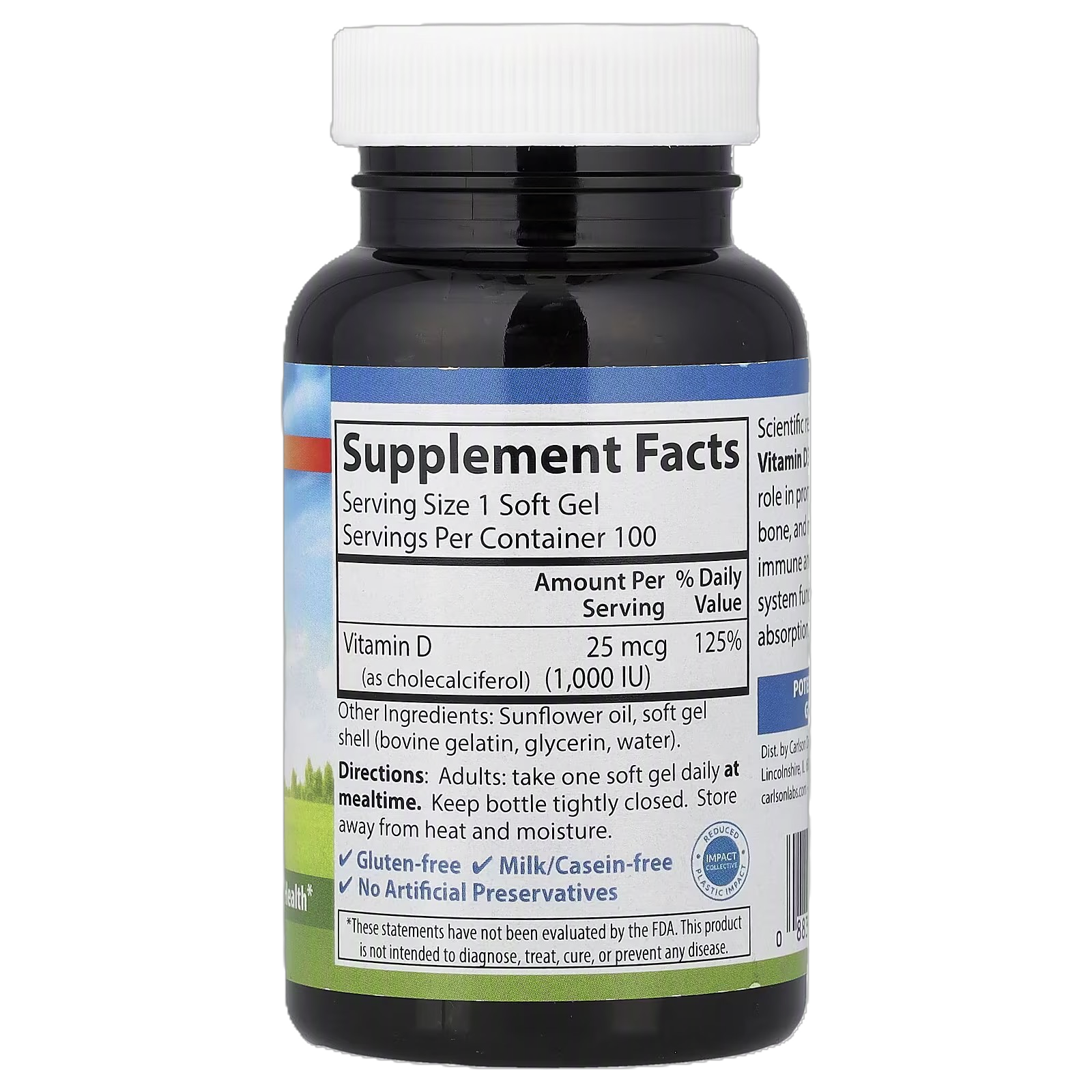 Carlson Labs Vitamina D3 10,000 UI 120 Softcaps