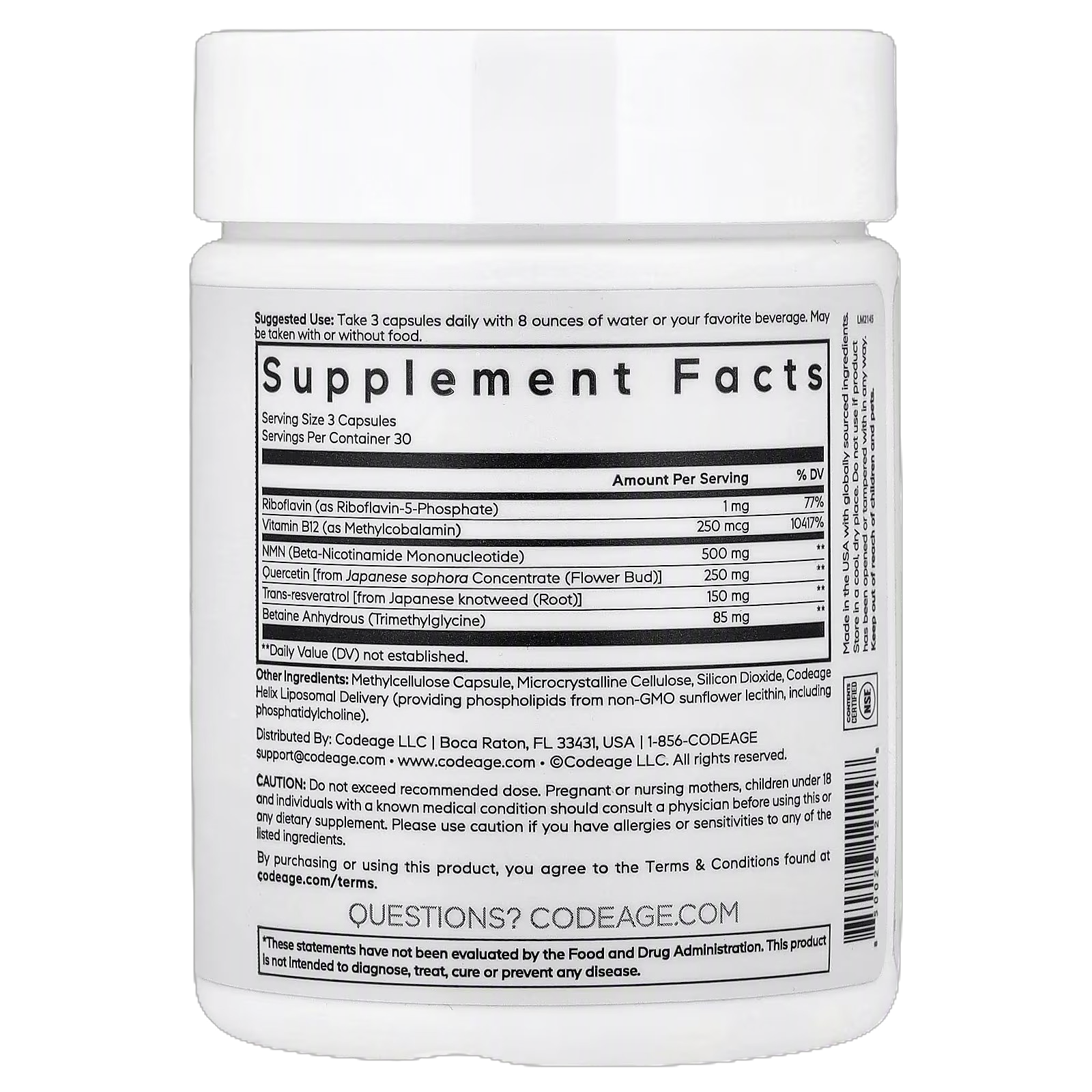 Codeage Liposomal NMN Platinum 90 Cápsulas