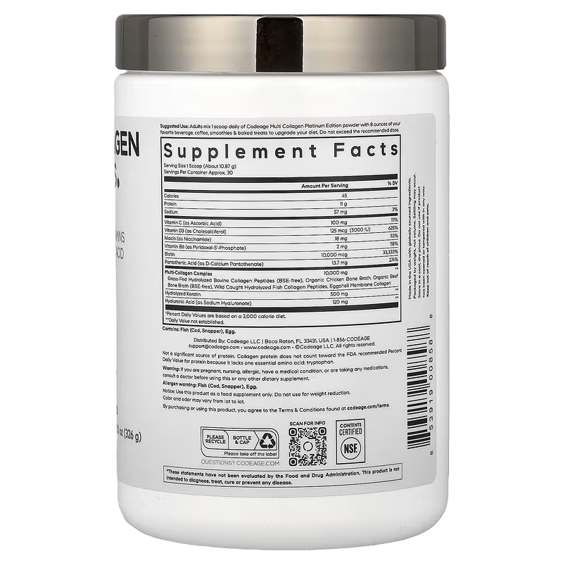 Codeage Multi Collagen Protein Powder Platinum 11.57 oz