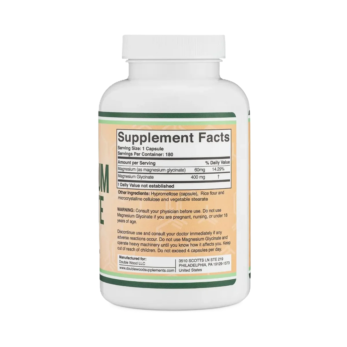 Double Wood Magnesium Glycinate 180 Capsules