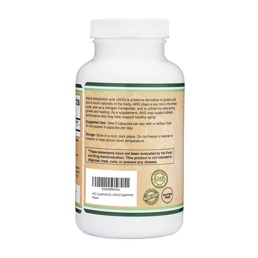 Double Wood S-AKG Ácido Alfa Cetoglutárico 180 Cápsulas 500mg