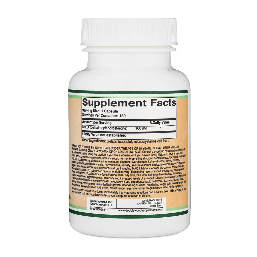 Double Wood Suplemento DHEA 180 Cápsulas 100mg