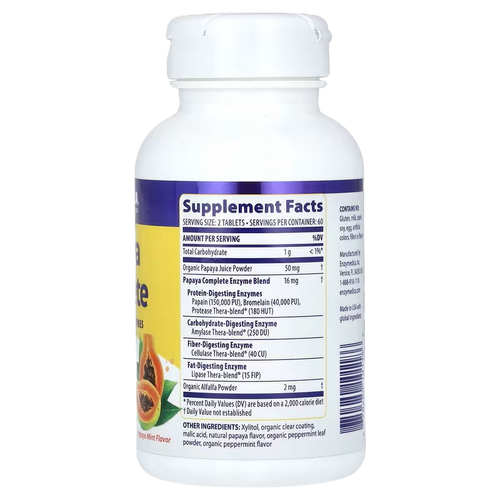 Enzymedica Papaya Complete Papaya and Peppermint 120 Tablets