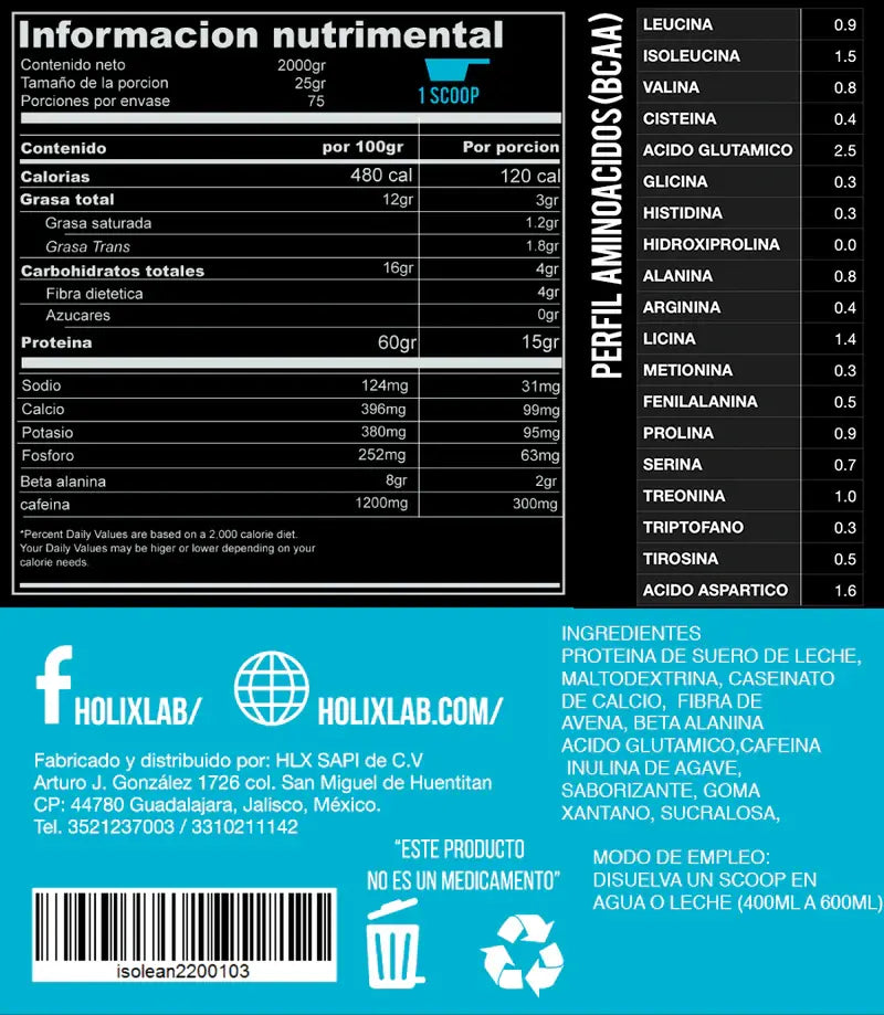 Holix Labs Whey Protein + Preentreno Quantum 2KG Capuccino