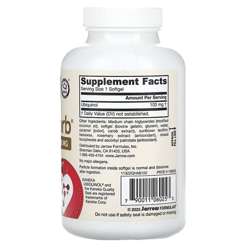 Jarrow Formulas Ubiquinol QH-Absorb 100 mg 120 Capsules