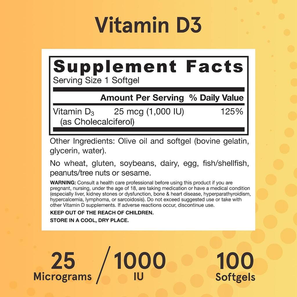 Jarrow Formulas Vitamin D3 1000 IU 100 softgels