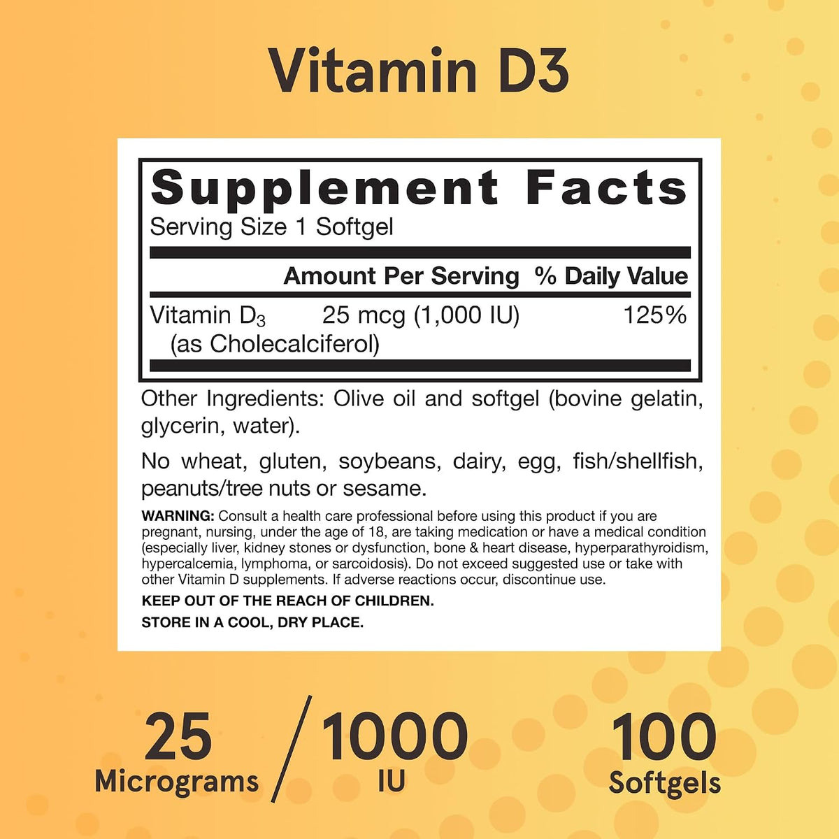 Jarrow Formulas Vitamin D3 1000 IU 100 softgels