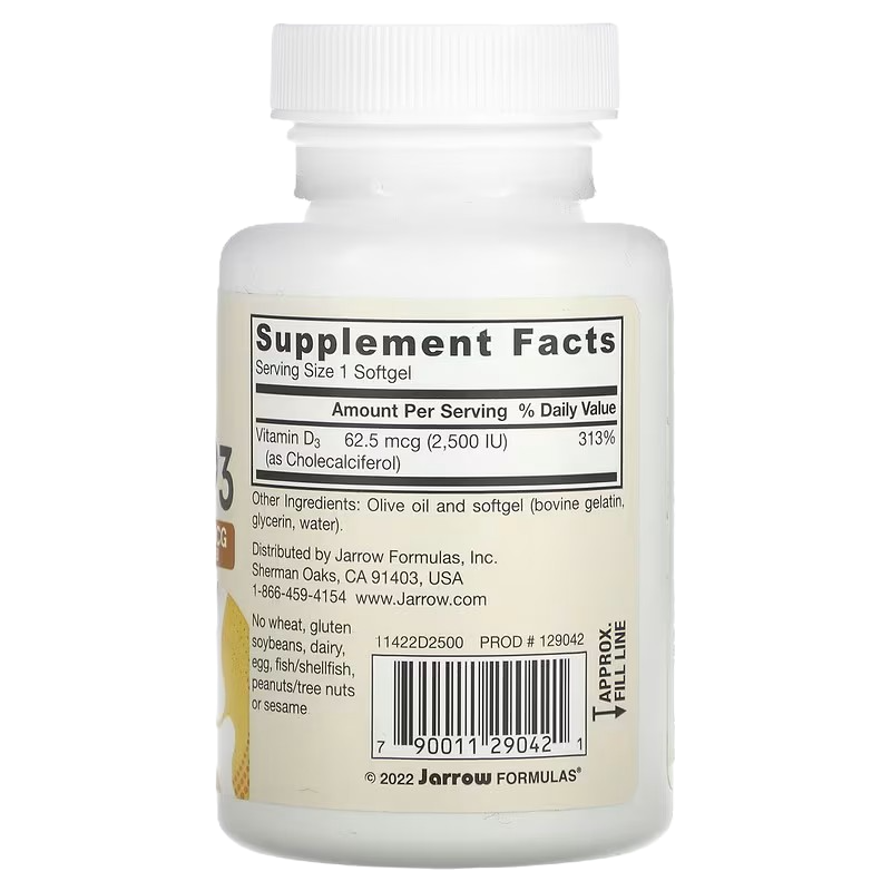 Jarrow Formulas Vitamin D3 2500 IU 100 softgels
