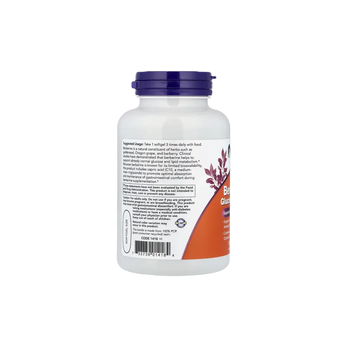 NOW Berberina Ayuda a Metabolizar la Glucosa 90 Cápsulas