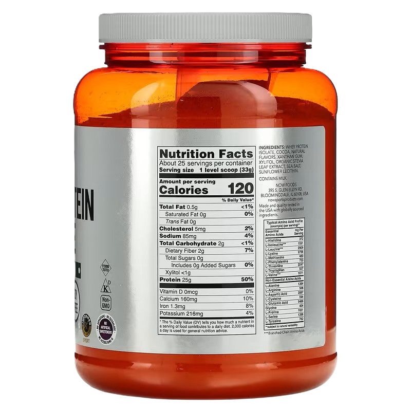 NOW Foods Whey Protein Isolate chocolate 816 g
