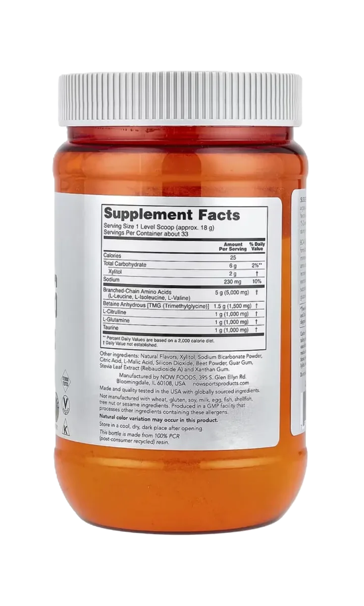 NOW Foods BCAA Big 6 600 g Watermelon Flavor