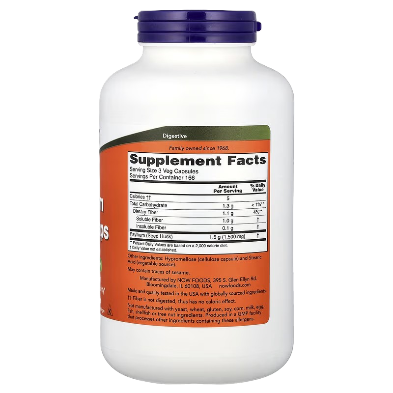 NOW Foods Psyllium Husk 500 mg 500 vegcaps