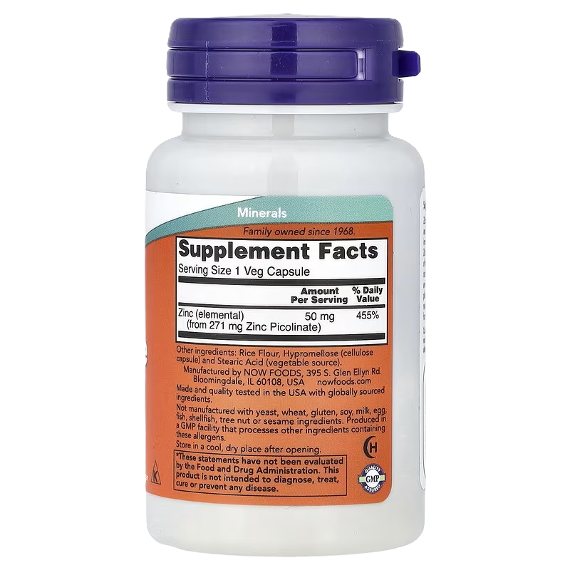 NOW Foods Zinc Picolinate 50 mg 30 vcaps