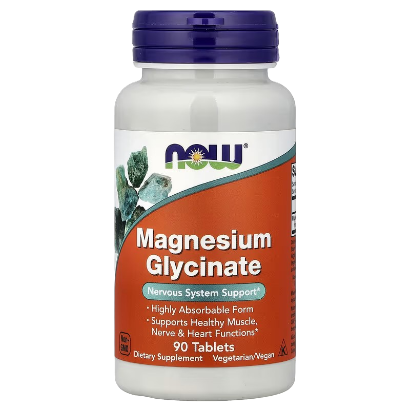NOW Magnesium Glycinate Vegetarian Capsules 120mg 90ct