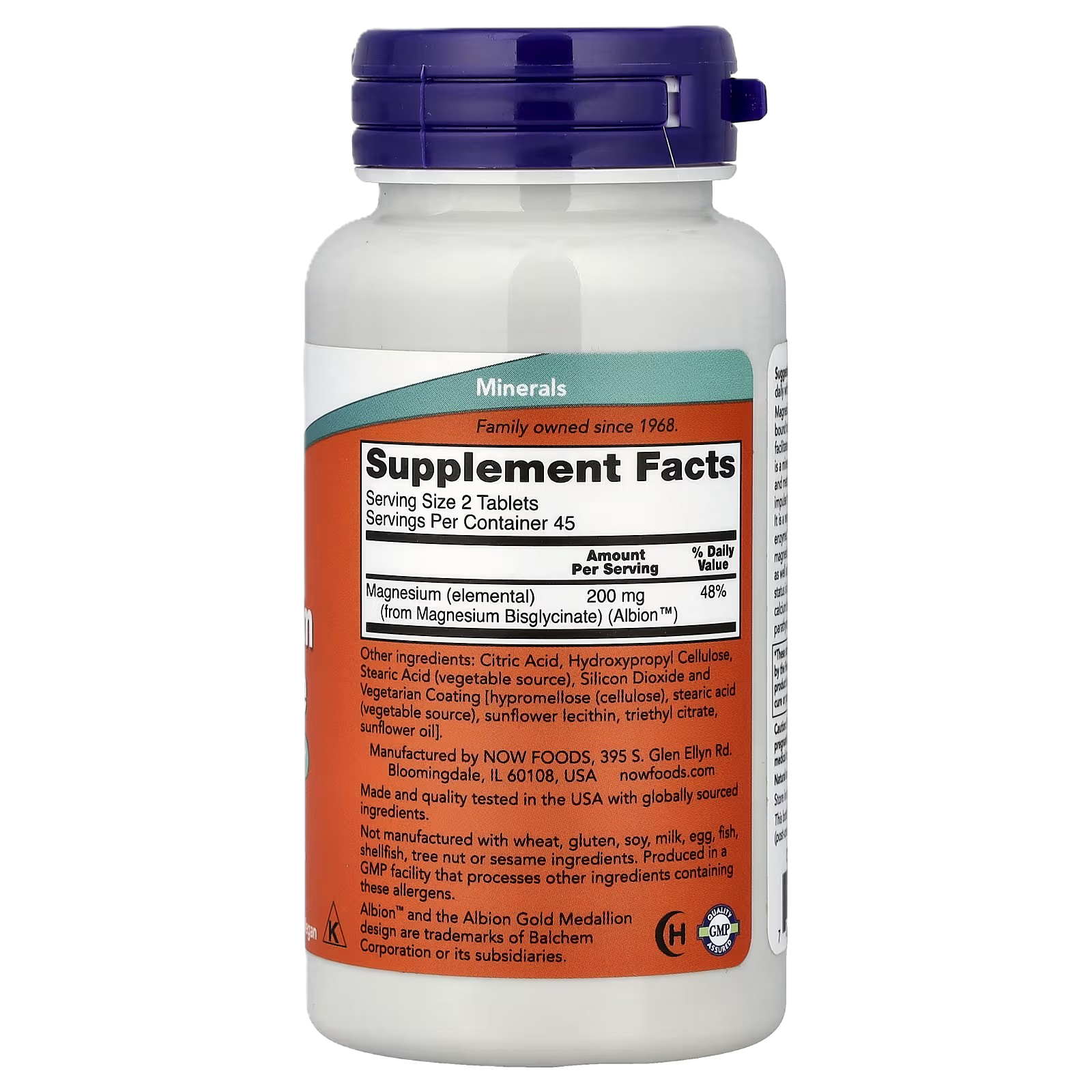 NOW Magnesium Glycinate Vegetarian Capsules 120mg 90ct