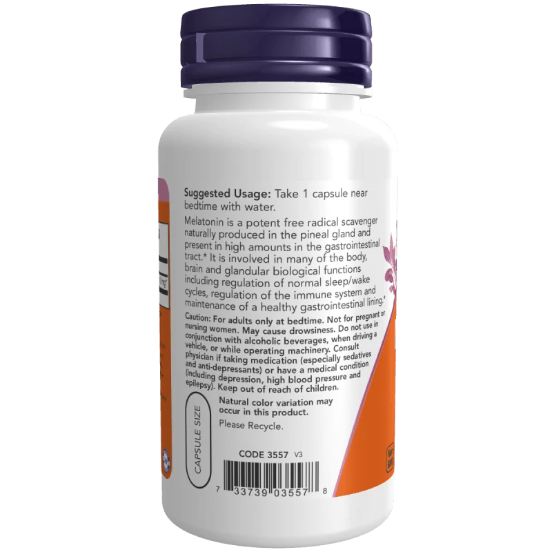 NOW Melatonina Apoyo al Ciclo del Sueño 10mg 100 Cápsulas