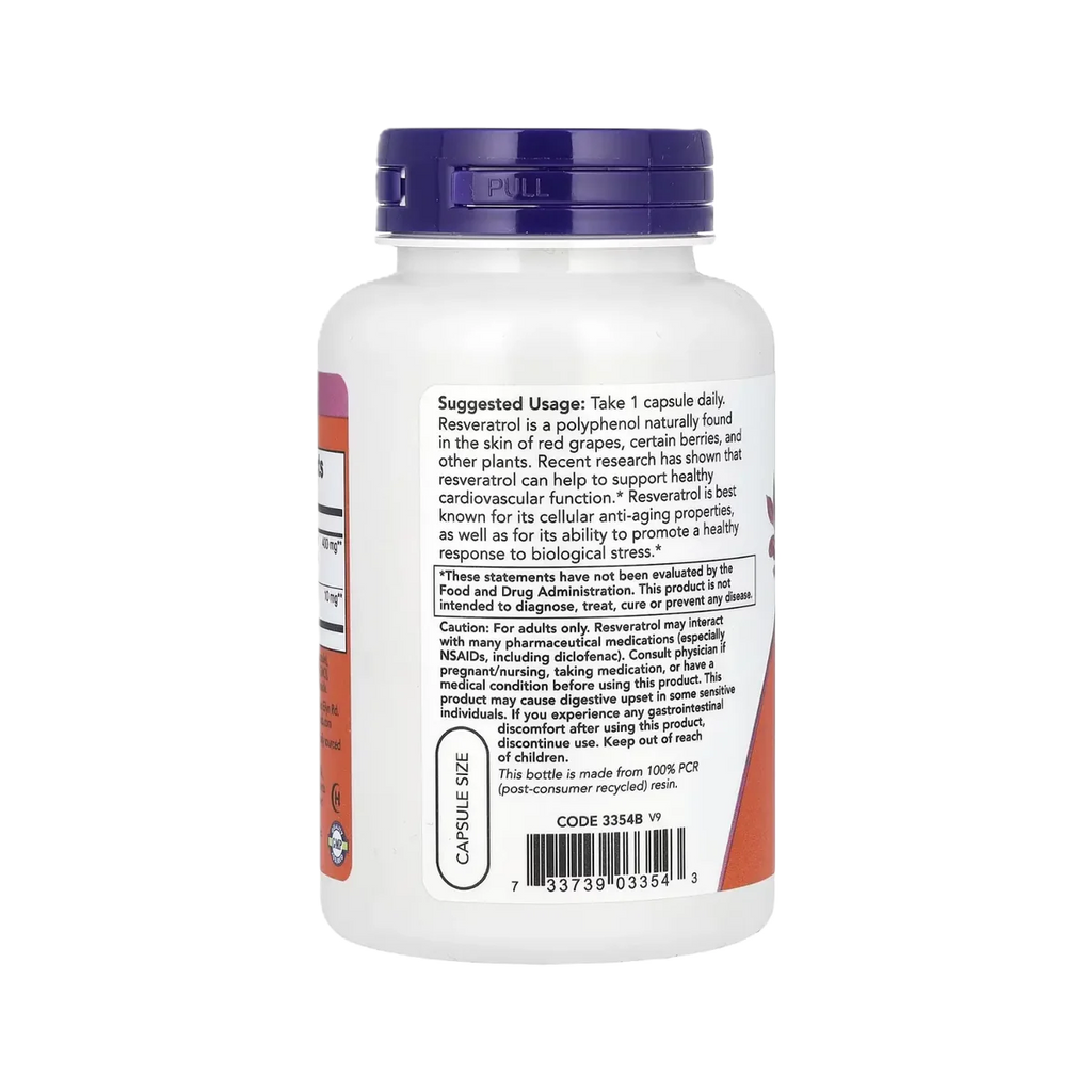 NOW Resveratrol Natural 200mg 120 Cápsulas
