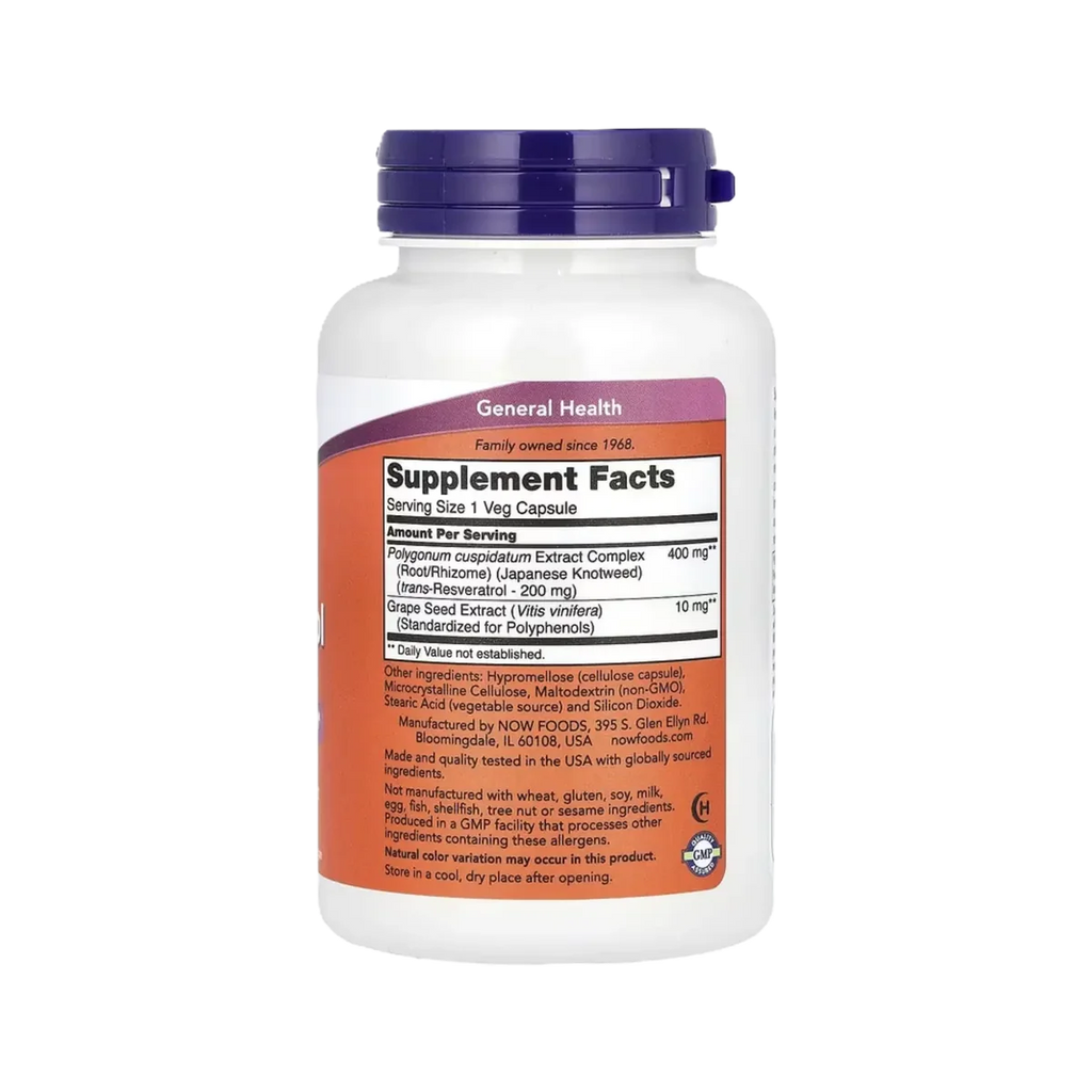 NOW Resveratrol Natural 200mg 120 Cápsulas