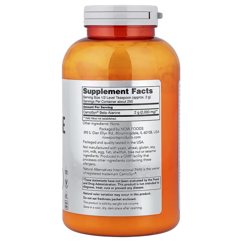 NOW Sports Beta-Alanina Polvo Puro 500g