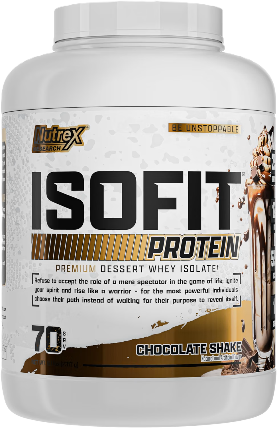 NUTREX Research - ISOFIT Whey Isolate Protein - 100% Proteína Whey Aislada de Suero de Leche - Bajo en Carbs - 5 lb - 70 Ser