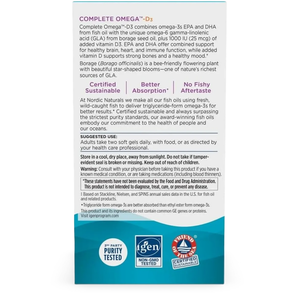 Nordic Naturals Complete Omega-D3 500 mg 60 Softgels