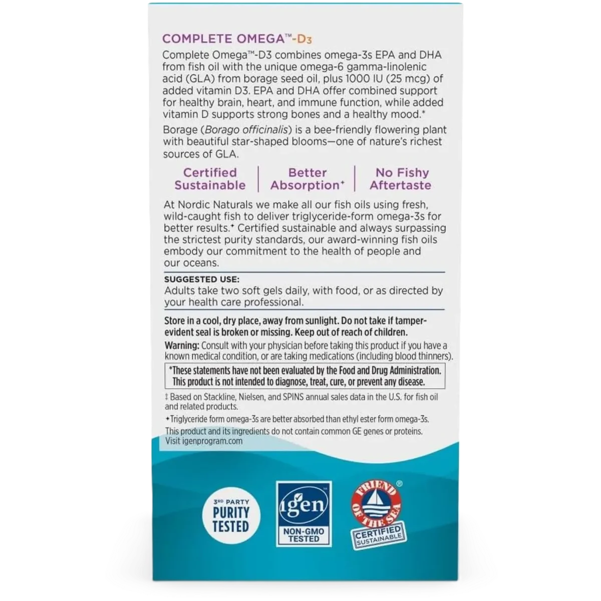 Nordic Naturals Complete Omega-D3 500 mg 60 Softgels