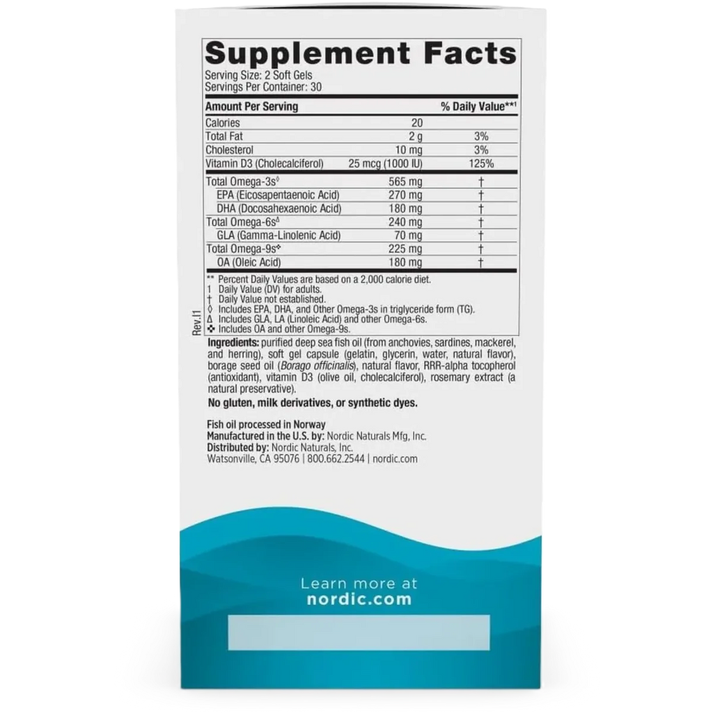 Nordic Naturals Complete Omega-D3 500 mg 60 Softgels