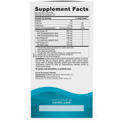 Nordic Naturals Complete Omega-D3 500 mg 60 Softgels