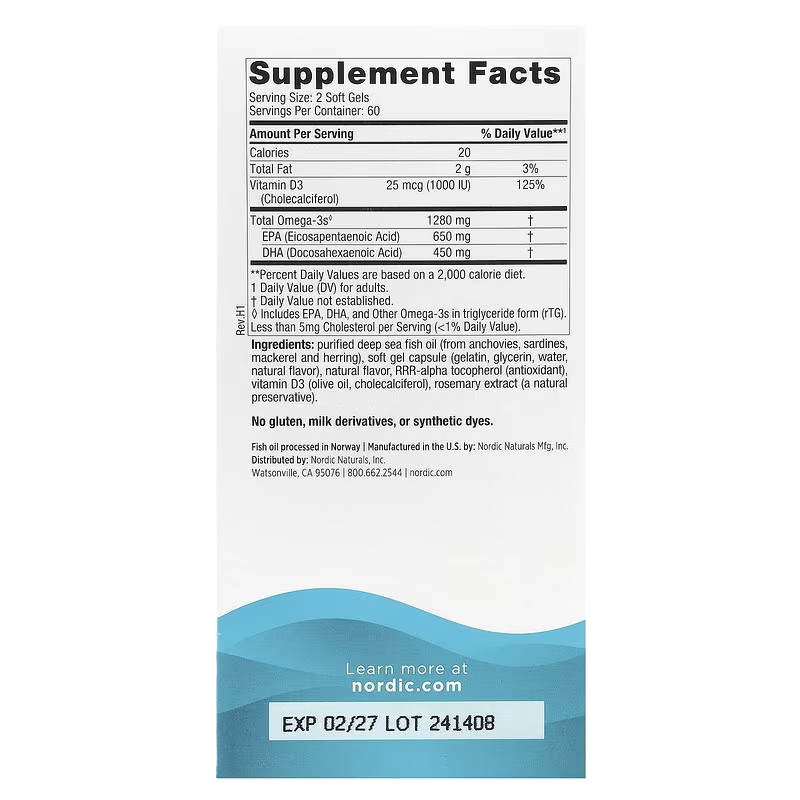 Nordic Naturals Ultimate Omega-D3 1280 mg 120 softgels