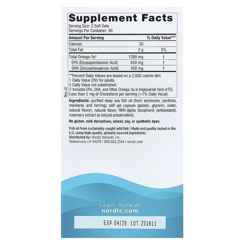 Nordic Naturals Ultimate Omega Lemon 1280 mg 180 softgels