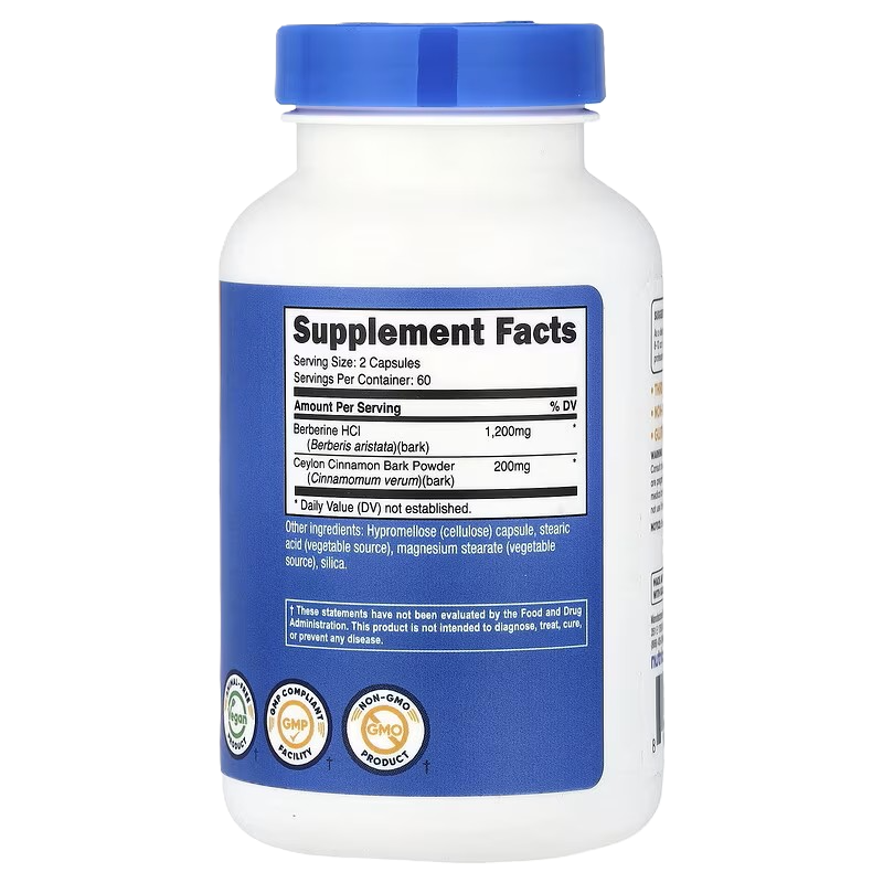 Nutricost Berberine HCL con Canela de Ceylán 1200mg 120 Cápsulas