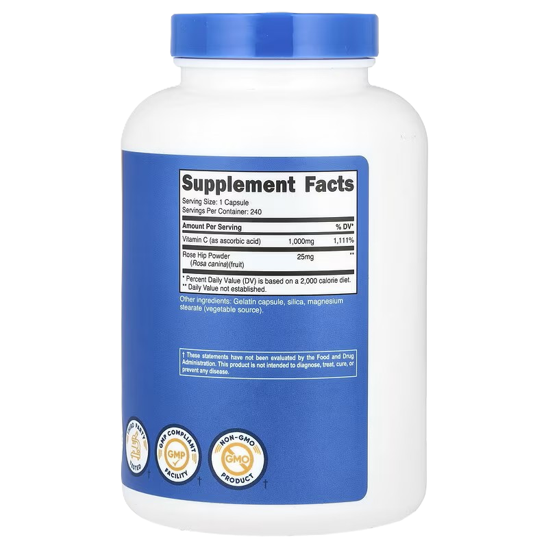 Nutricost Vitamin C with Rose Hips 240 Capsules