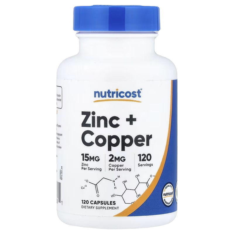 Nutricost Zinc 15 mg + Copper 2 mg 120 Capsules