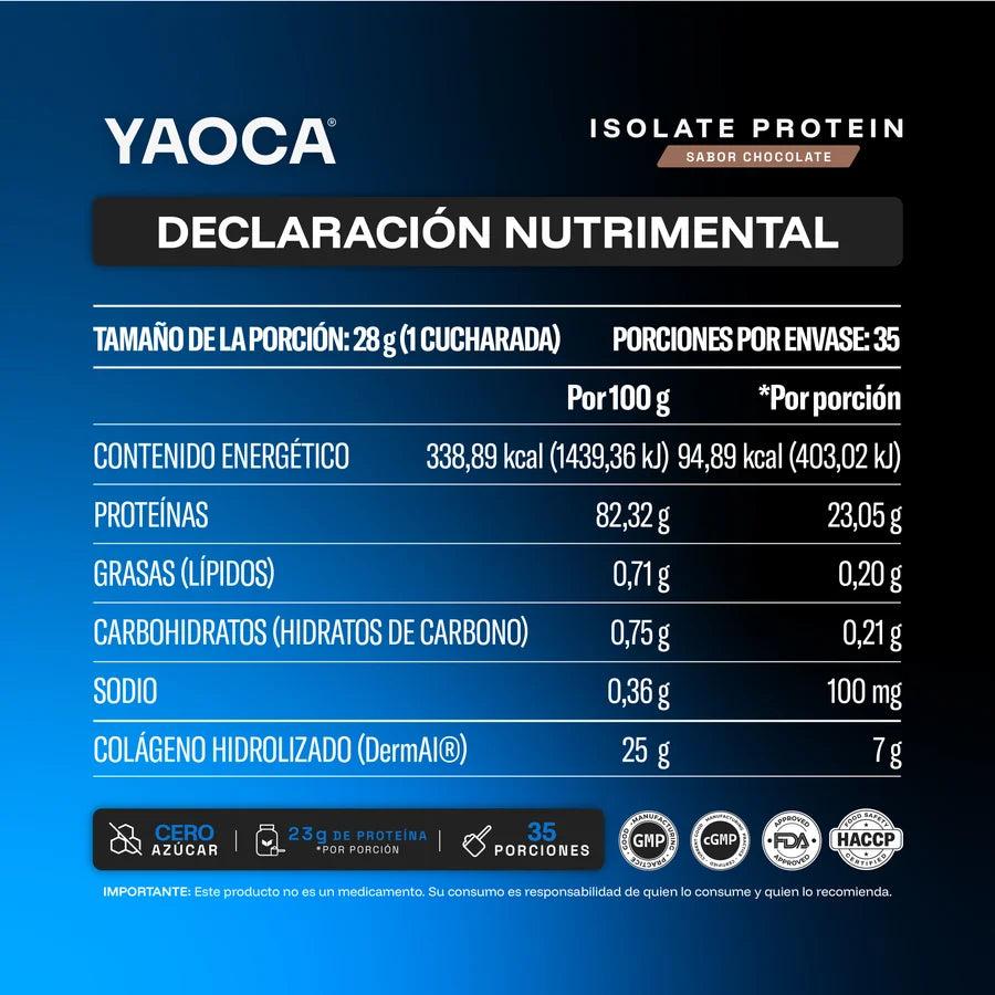 PROTEÍNA ISOLATE CHOCOLATE 1KG 35 SERV