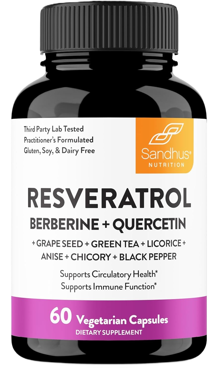 Sandhus Resveratrol con Berberina y Quercetina 60 Cápsulas