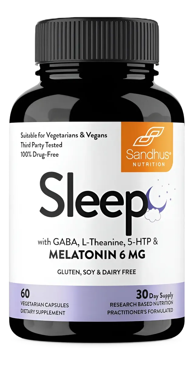 Sandhus Sleep Melatonina GABA L-Teanina y 5-HTP 60 Cápsulas