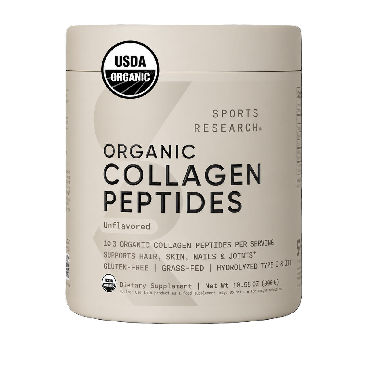 Sports Research Collagen Peptides Organic Unflavored 30 servings