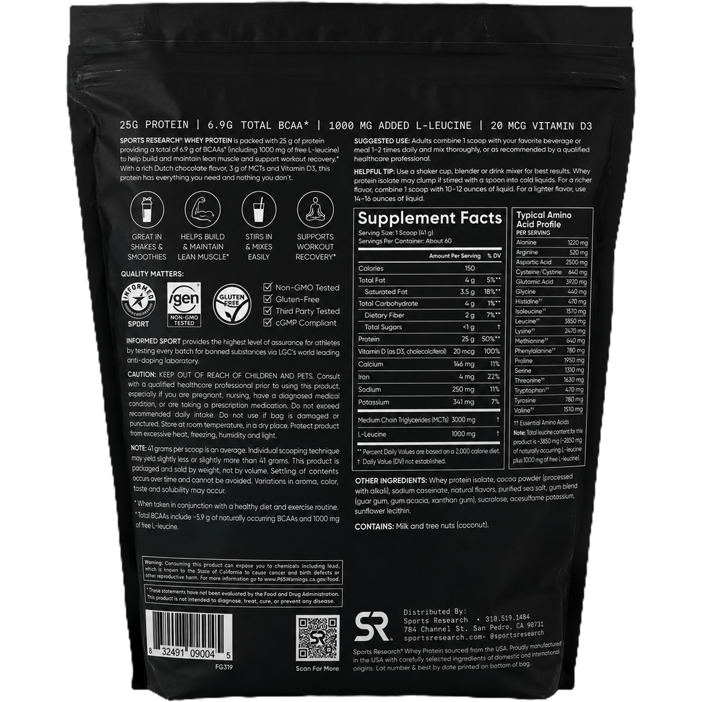 Sports Research Whey Protein Isolate Dutch Chocolate 60 serv